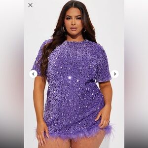 Christy Sequin T-Shirt Mini Dress - Lavender